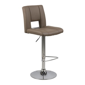 Scaun bar ajustabil bej cappuccino/argintiu din piele ecologica Sylvia Quiet Object
