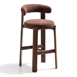 Scaun bar maro teracota din textil Granite Chenille Tall Kave Home
