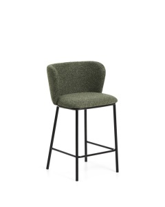 Scaun bar verde inchis/negru din textil Ciselia Low Chenille Kave Home