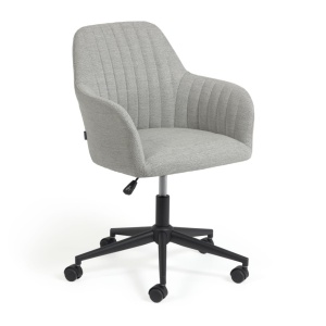 Scaun birou rotativ gri deschis din textil Madina Kave Home
