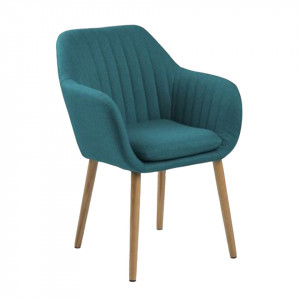 Scaun dining albastru petrol/maro din textil si lemn Emilia Corsica Actona Company