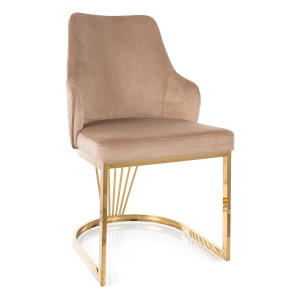 Scaun dining bej/auriu din catifea Allure The Home Collection