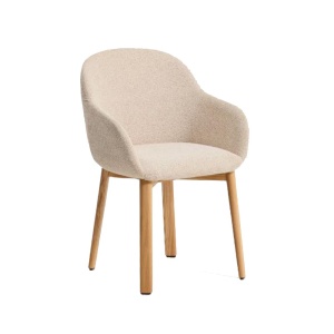 Scaun dining bej din textil Meila Arms Light Chenille Kave Home