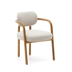 Scaun dining bej/maro din textil Melqui Kave Home