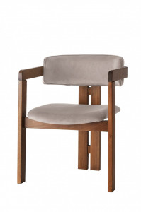Scaun dining bej/maro inchis din catifea Corsa The Home Collection