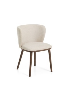Scaun dining bej/maro inchis din textil Ciselia Chenille Kave Home