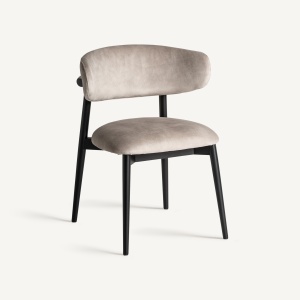 Scaun dining bej/negru din textil Erlec Vical Home