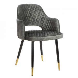 Scaun dining din catifea gri Paris The Home Collection