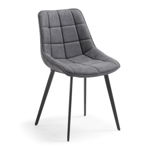 Scaun dining din piele ecologica gri Adam Kave Home