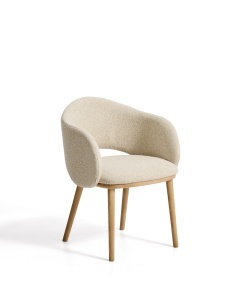 Scaun dining din textil bej Maina Chenille Wood Kave Home