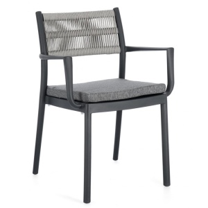 Scaun dining exterior gri carbune/deschis din plastic Alvin Rest Bizzotto