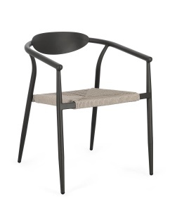 Scaun dining exterior gri carbune din metal Linares Bizzotto