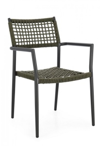 Scaun dining exterior negru/verde din metal Caleta Bizzotto