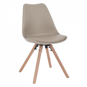 Scaun dining grej/maro din piele ecologica New Trend Bizzotto