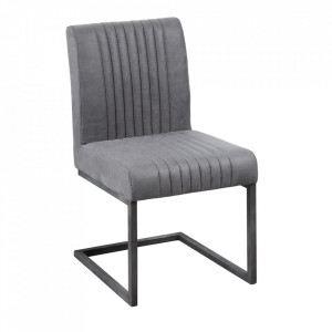 Scaun dining gri antichizat din poliester si fier Big Aston The Home Collection