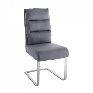 Scaun dining gri antichizat din poliester si inox Comfort Invicta Interior