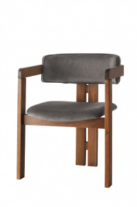Scaun dining gri antracit/maro inchis din catifea Corsa The Home Collection
