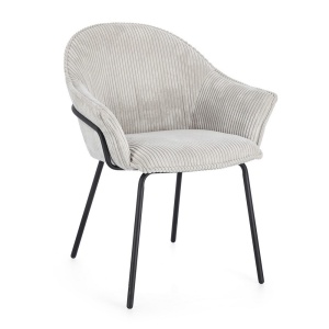 Scaun dining gri deschis/negru din textil Cassidy Bizzotto