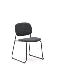 Scaun dining gri din metal Meli Chenille Kave Home