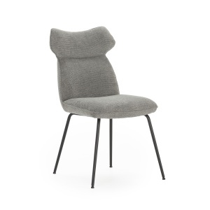 Scaun dining gri din textil Dara Mis The Home Collection