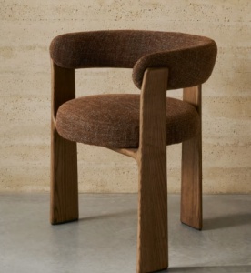 Scaun dining maro din textil Granite Walnut Chenille Three FR Kave Home