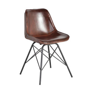 Scaun dining maro/negru din piele Brindisi Giner y Colomer