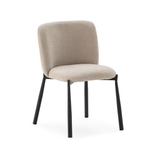 Scaun dining negru/bej din textil Ginny Line The Home Collection