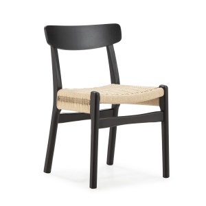 Scaun dining negru/crem din lemn Biel The Home Collection