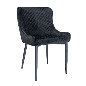 Scaun dining negru din catifea si metal Colin Velvet Signal Meble