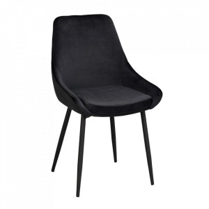 Scaun dining negru din catifea si metal Sierra Rowico Home