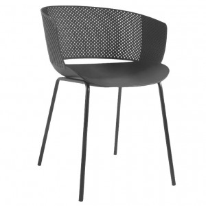 Scaun dining pentru exterior negru din polipropilena Yeray Kave Home