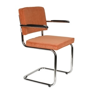 Scaun dining portocaliu din textil Ridge Rib 19A Zuiver