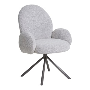 Scaun dining rotativ bej nisipiu/gri din textil Lana Boucle House Nordic