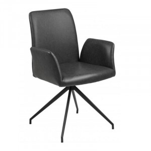 Scaun dining rotativ din piele ecologica neagra Naya Quiet Object