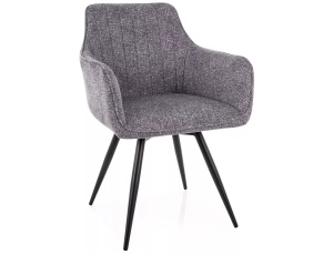 Scaun dining rotativ gri din textil Ballo The Home Collection