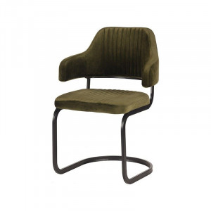 Scaun dining verde army/negru din catifea si metal Otta LABEL51