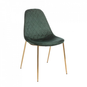 Scaun dining verde/auriu din catifea Terry Bizzotto