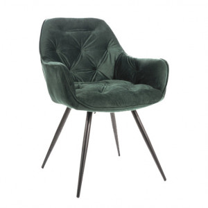 Scaun dining verde din catifea si metal Cherry Velvet Signal Meble