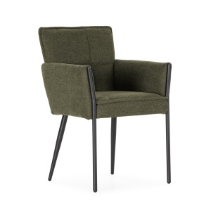 Scaun dining verde din textil Vesta Arm The Home Collection