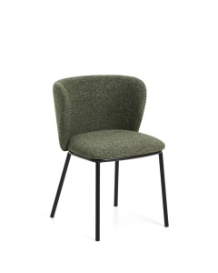 Scaun dining verde inchis/negru din textil Ciselia Chenille Kave Home