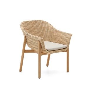 Scaun exterior dining bej din lemn Galea Kave Home