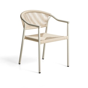 Scaun exterior dining ecru din metal Livadia Kave Home