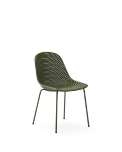 Scaun exterior dining verde din metal Quinby Kave Home