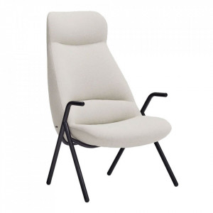 Scaun lounge crem/negru din poliester reciclat si metal Dins Tall Teulat