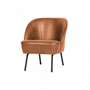 Scaun lounge maro din piele Vogue Leather Cognac BePureHome