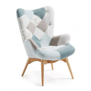 Scaun lounge multicolor din poliester si lemn Kody Kave Home