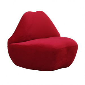 Scaun lounge rosu din catifea Kiss Van Roon Living