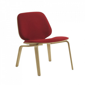 Scaun lounge rosu din textil si lemn My Chair Normann Copenhagen