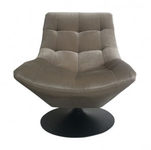 Scaun lounge rotativ bej nisipiu/negru din catifea si metal Richelle Richmond Interiors
