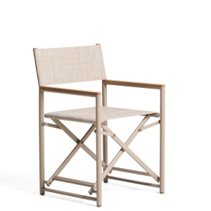 Scaun pliabil exterior ecru din metal Tisno Kave Home